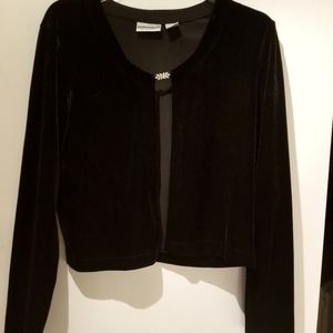 Fashion Bug Black Velour Jacket with Rhinestone Closure